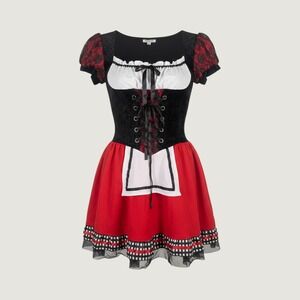Leg Avenue Women's Red & Black Oktoberfest Beer Maid Dirndl Costume XS Halloween